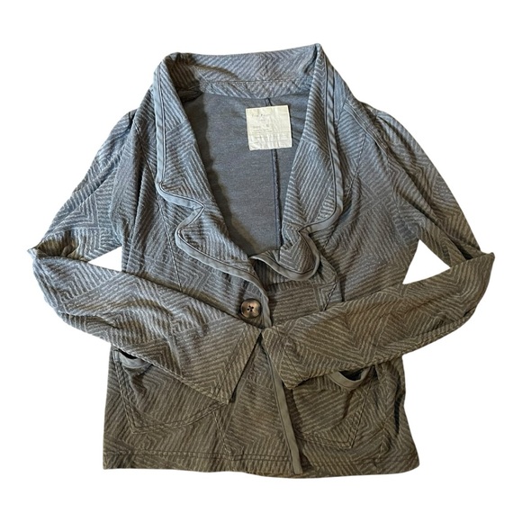 Free People Gray soft Blazer with Draped Collar. Zig zag pattern - Picture 3 of 7